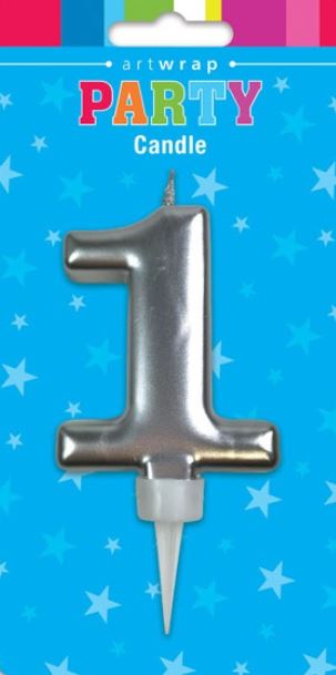 Candle Formal Silver Number - 1