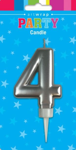 Candle Formal Silver Number - 4