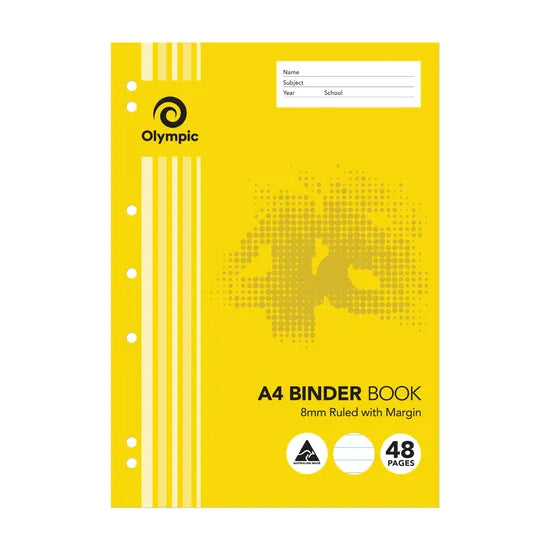 OLYMPIC A4 BINDER BOOK 8MM WITH MARGIN 48PAGES YELLOW