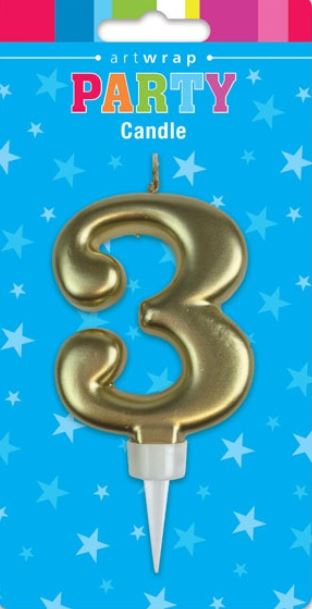 Candle Formal Gold Number - 3