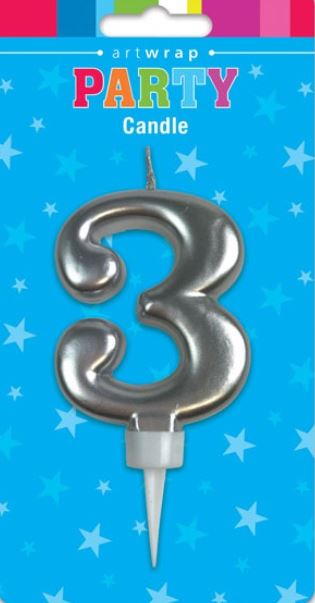 Candle Formal Silver Number - 3