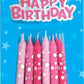 CANDLE 12PK 8CM W PLQUE PINKS