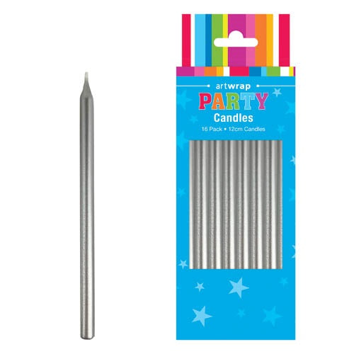 CANDLE 16PK 12CM SILVER
