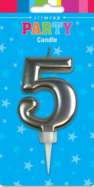 Candle Formal Silver Number - 5