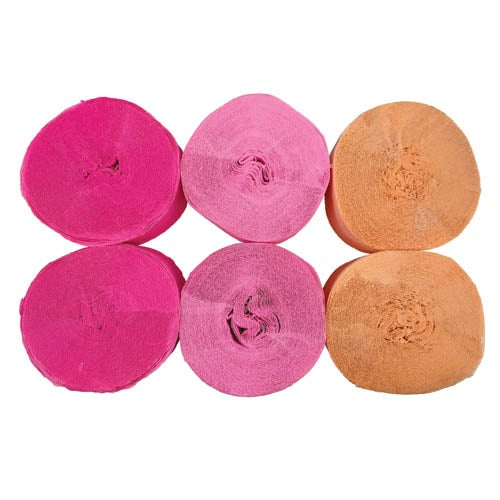 STREAMERS 6PK PASTEL PINKS