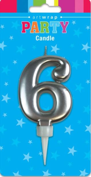 Candle Formal Silver Number - 6