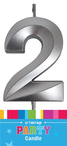 CANDLE SNGL NUM MET SILVER