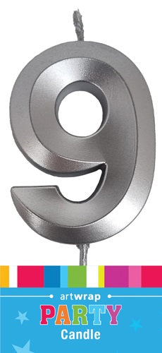 CANDLE SNGL NUM MET SILVER