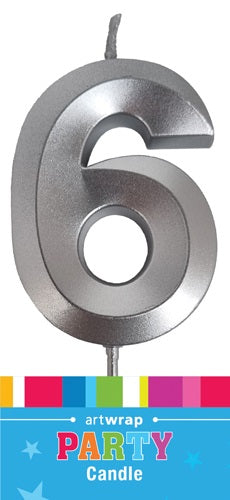 CANDLE SNGL NUM MET SILVER