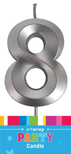 CANDLE SNGL NUM MET SILVER