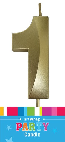CANDLE SNGL NUM MET GOLD