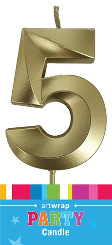 CANDLE SNGL NUM MET GOLD