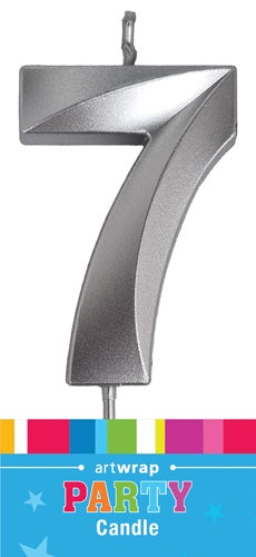 CANDLE SNGL NUM MET SILVER