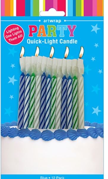 Candle Quick Light 12 Pack - Blue