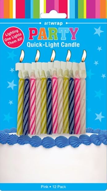 Candle Quick Light 12 Pack - Pink Assorted