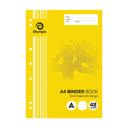 OLYMPIC A4 BINDER BOOK 8MM WITH MARGIN 48PAGES YELLOW